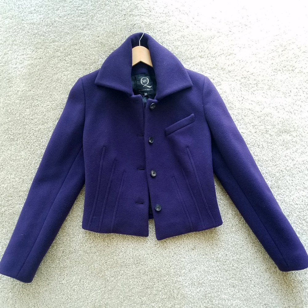 Alexander McQueen Purple Wool Coat IT38 US0 US2